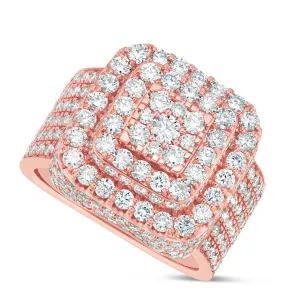 10K Rose Gold 5.47ct Diamond Bilevel Square Statement Ring