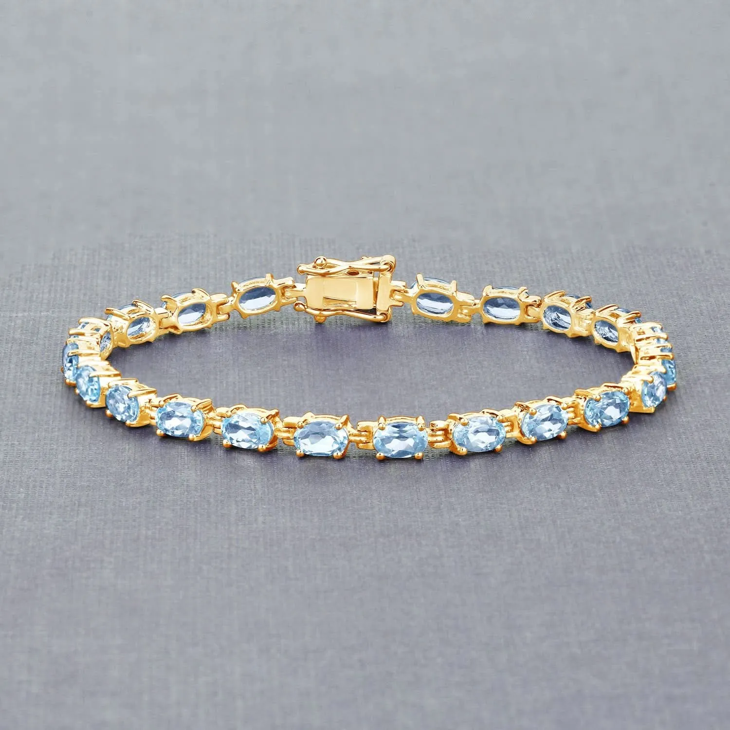 11.22 Carat Genuine Blue Topaz Sterling Silver Bracelet: Timeless Elegance and Radiant Beauty