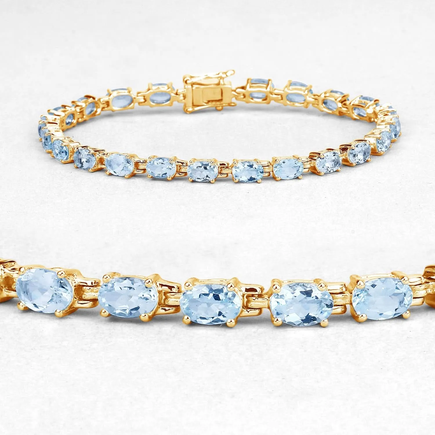 11.22 Carat Genuine Blue Topaz Sterling Silver Bracelet: Timeless Elegance and Radiant Beauty