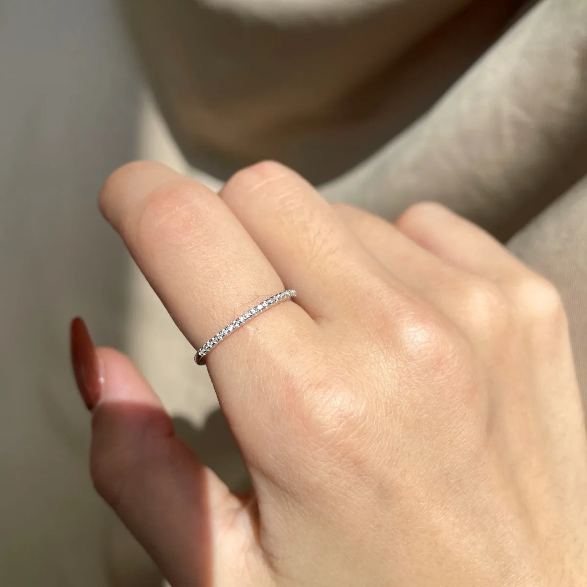 1.3mm Slim Half Eternity Ring