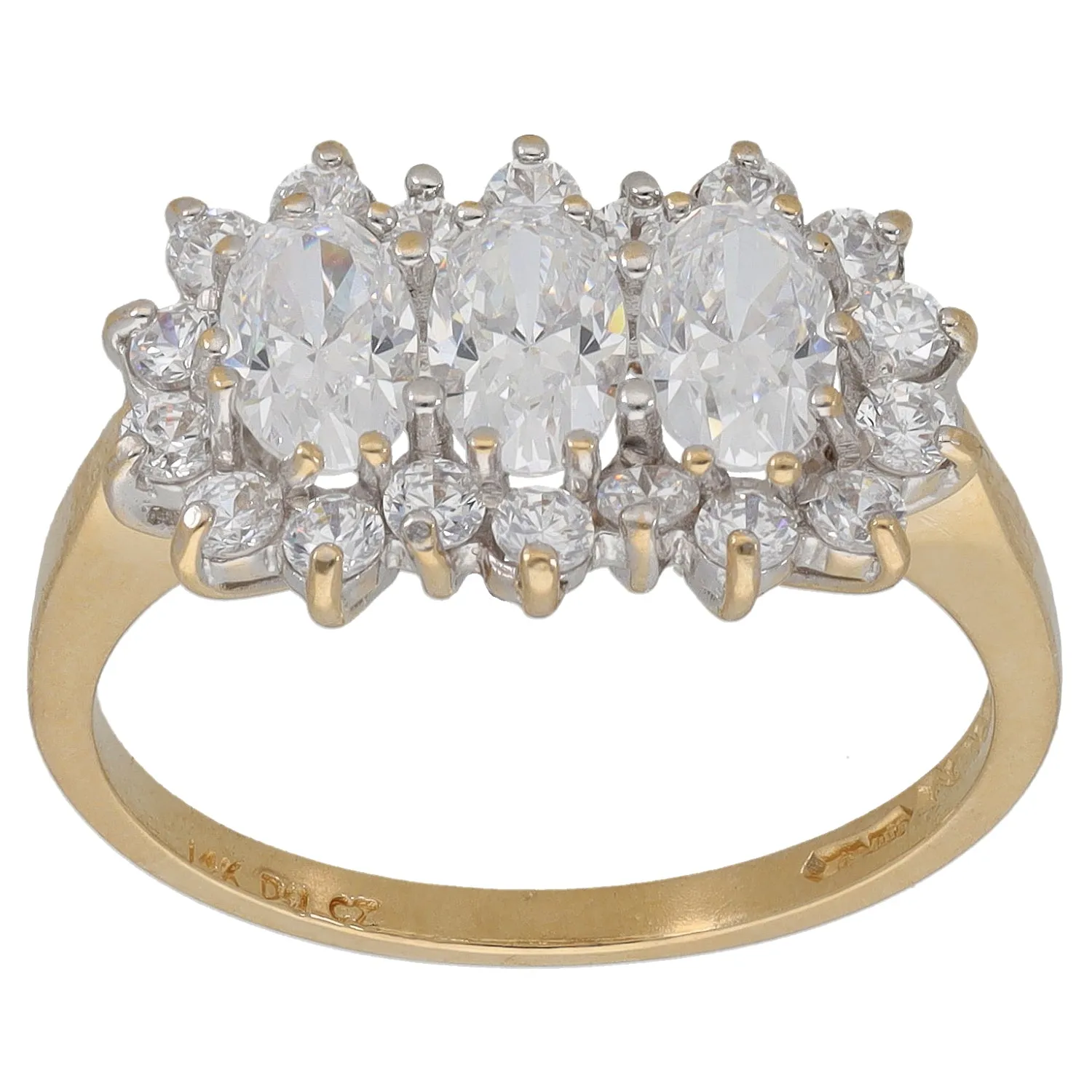 14ct Gold Cubic Zirconia Dress/Cocktail Ring Size P
