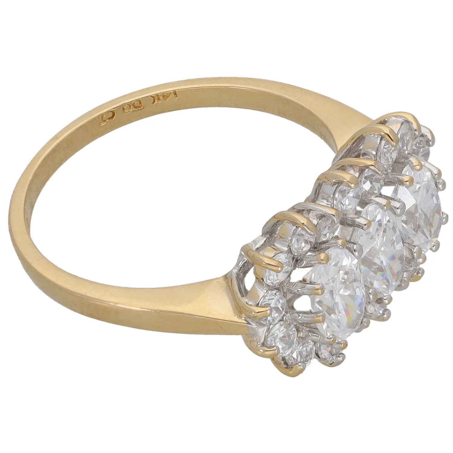 14ct Gold Cubic Zirconia Dress/Cocktail Ring Size P