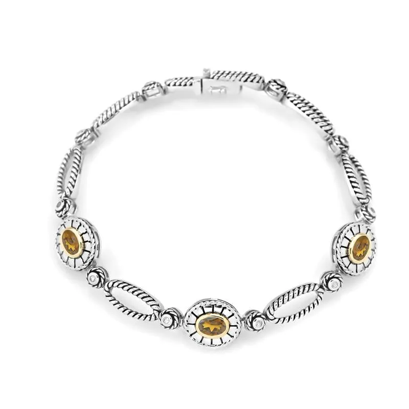 14K and 925 Sterling Sliver Bangle with Citrine (141B113938CTWT)