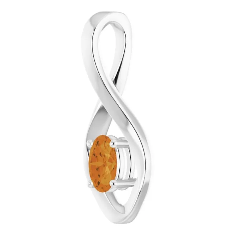 14K White 6x4 mm Oval Natural Citrine Pendant
