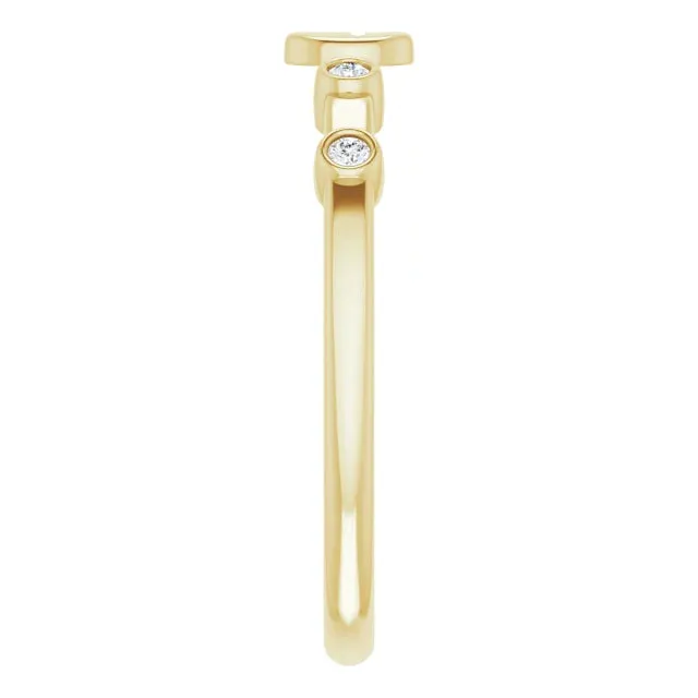 14K Yellow Gold .06 CTW Natural Diamond Stackable Cross Ring