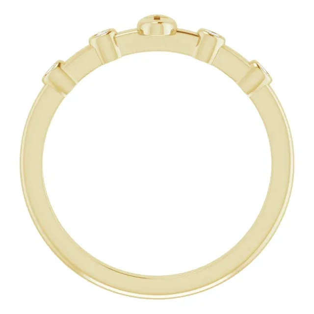 14K Yellow Gold .06 CTW Natural Diamond Stackable Cross Ring
