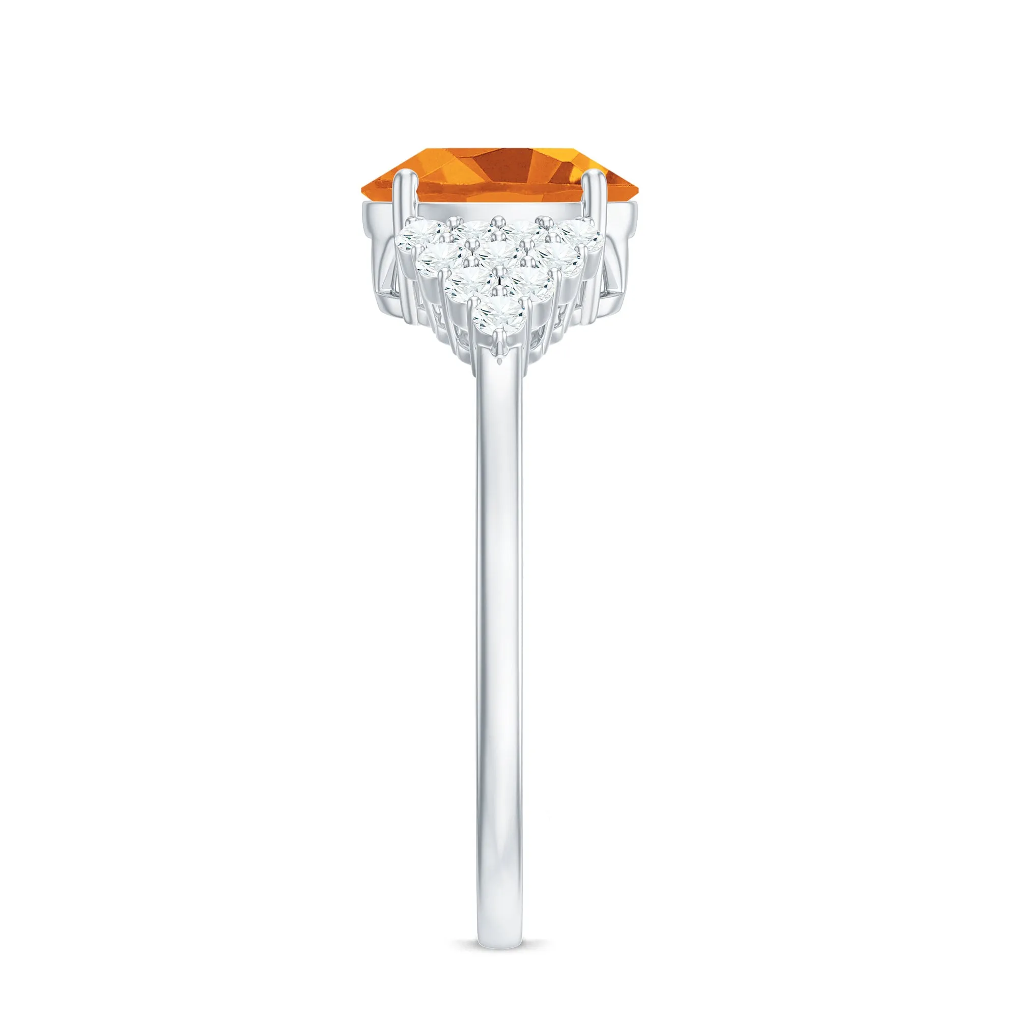1.75 CT Oval Cut Citrine Solitaire Ring with Diamond Accent