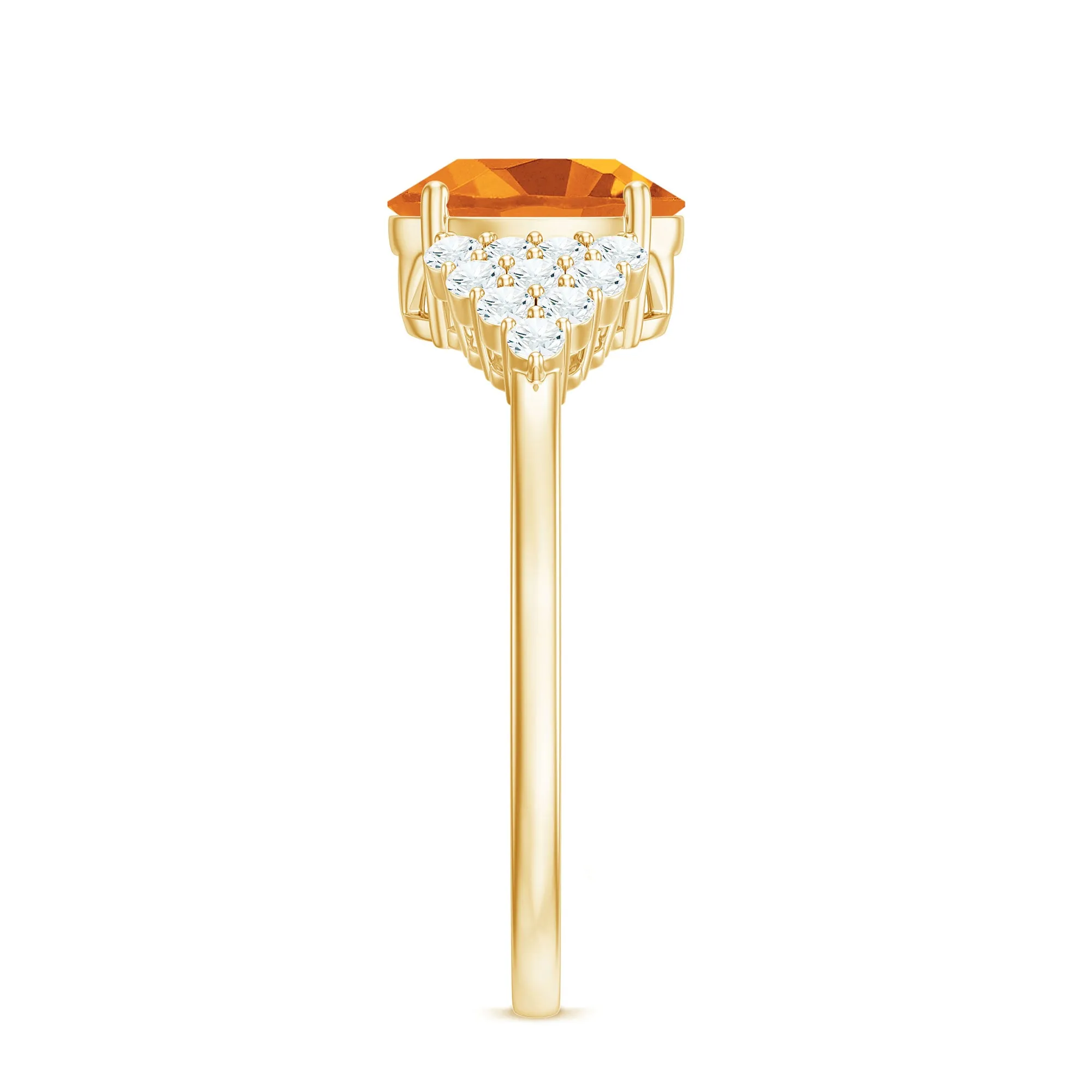 1.75 CT Oval Cut Citrine Solitaire Ring with Diamond Accent