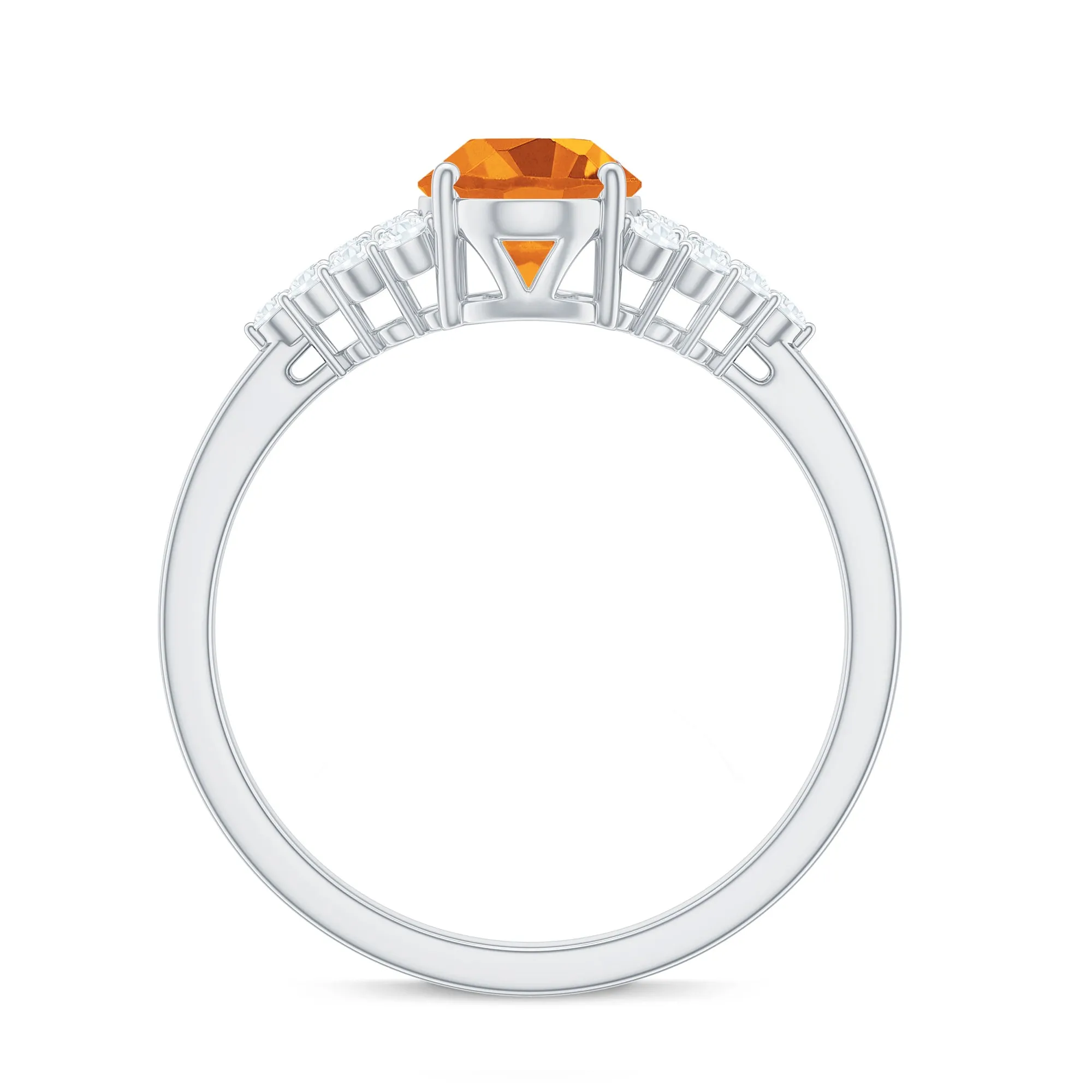 1.75 CT Oval Cut Citrine Solitaire Ring with Diamond Accent
