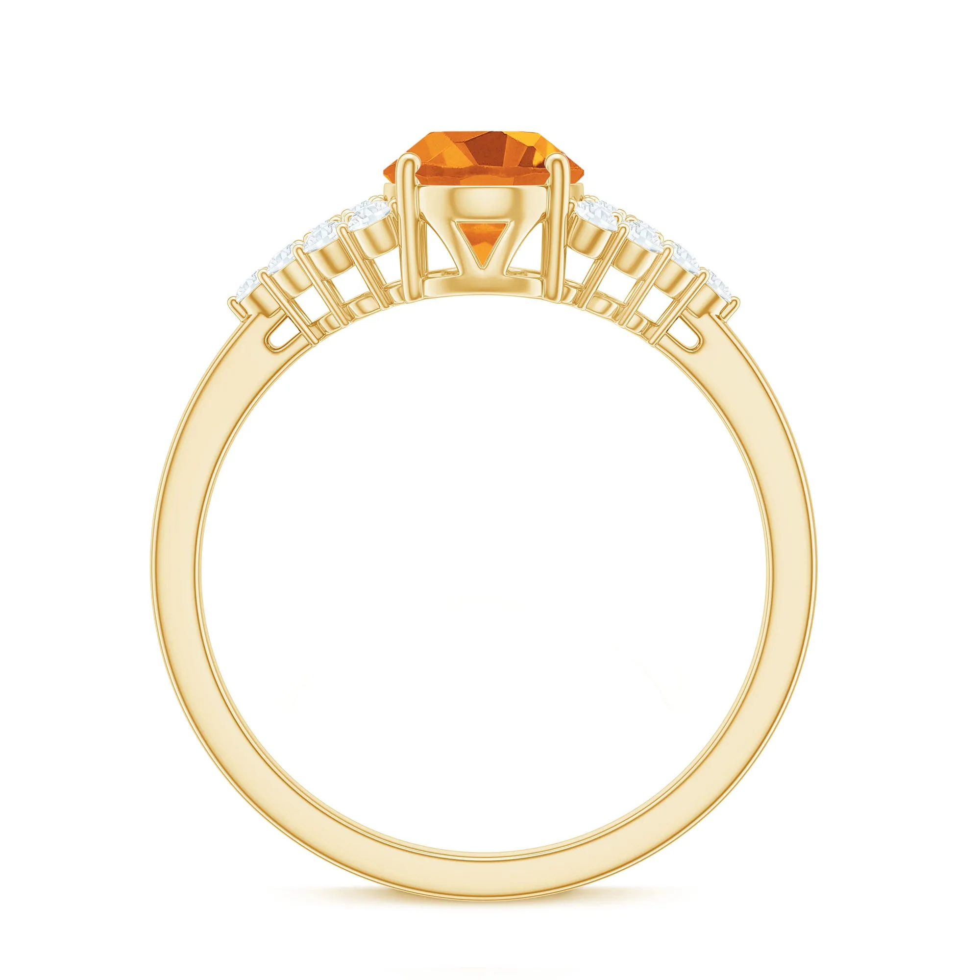 1.75 CT Oval Cut Citrine Solitaire Ring with Diamond Accent