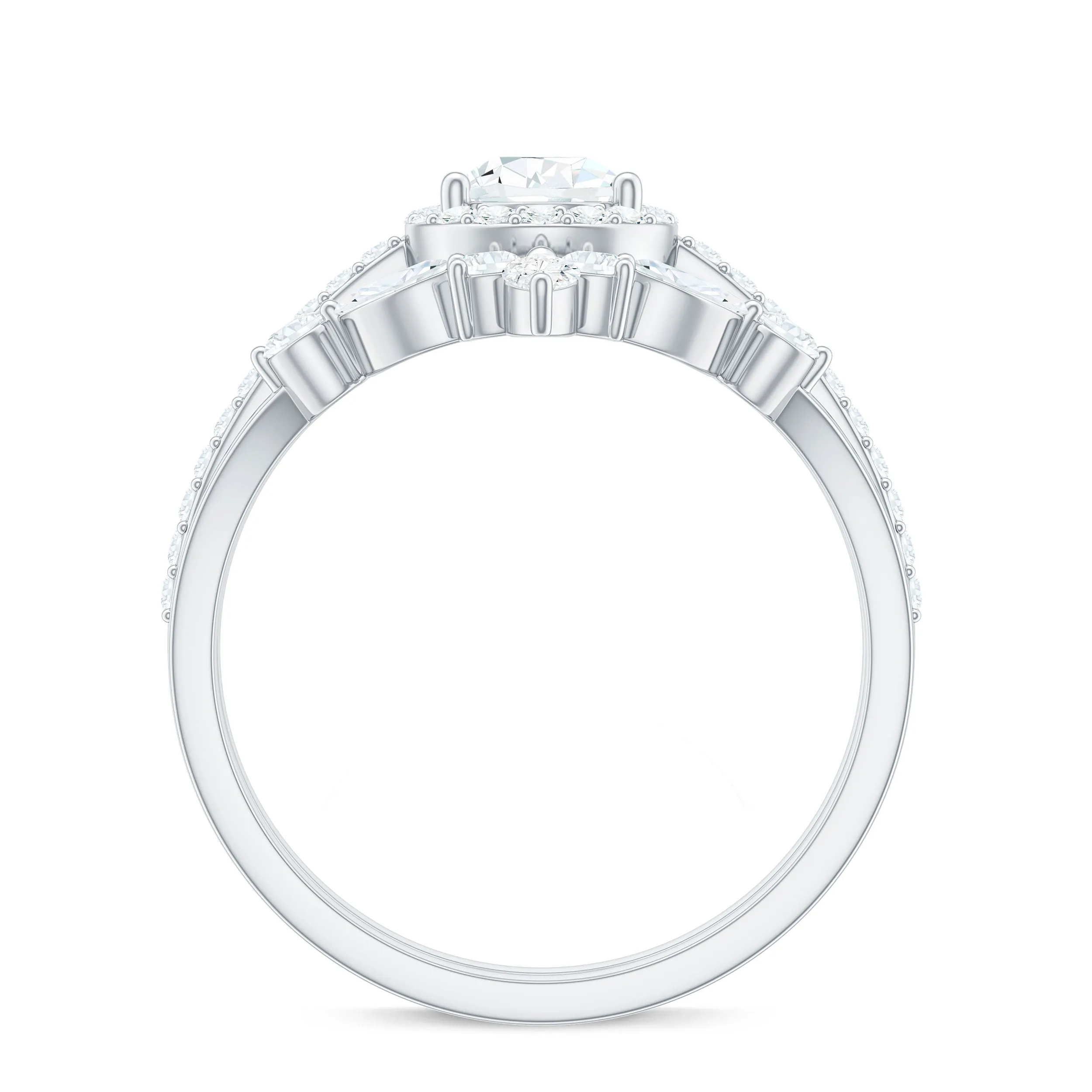 1.75 CT Pear Cut Moissanite Designer Ring Set