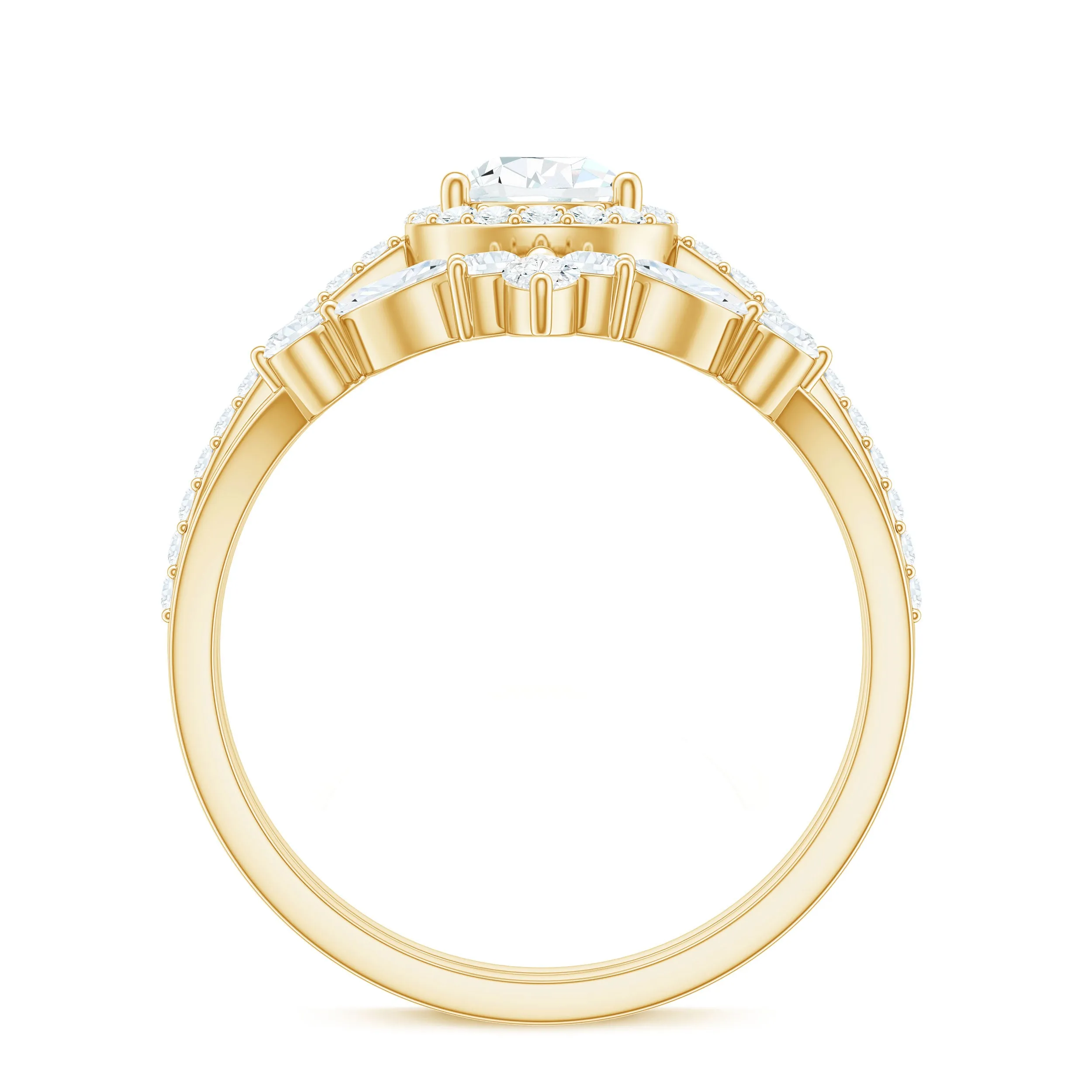 1.75 CT Pear Cut Moissanite Designer Ring Set