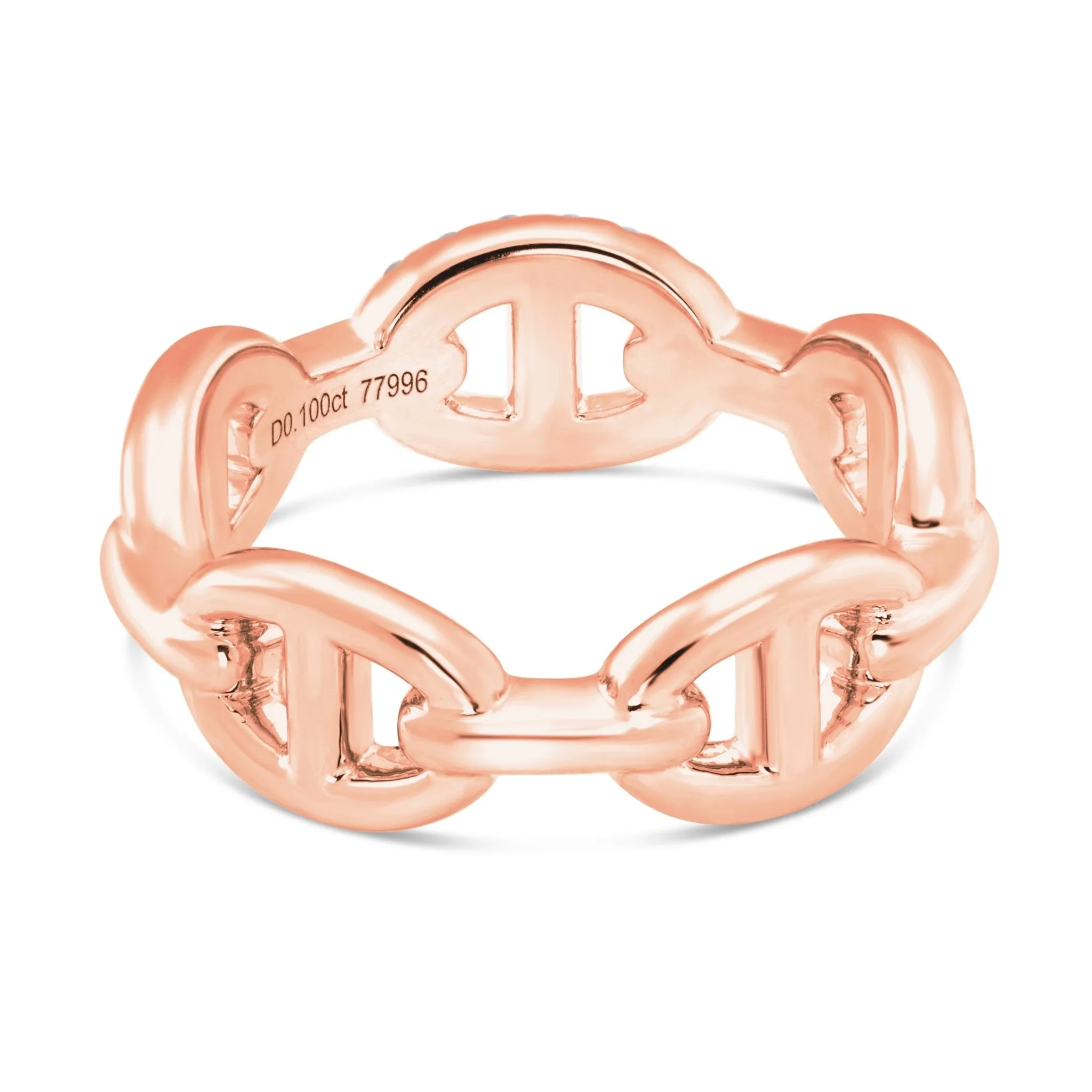 18K Gold 0.11ct Oval Link Ring with Diamond Accent