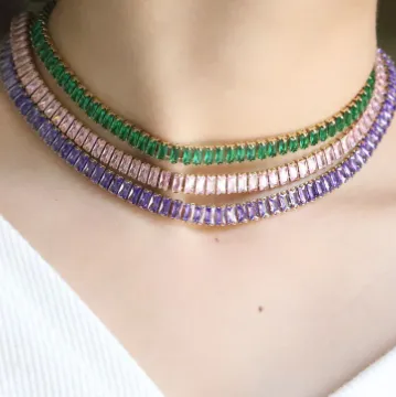 18K Gold-Filled Baguette Tennis Necklace Set