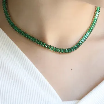 18K Gold-Filled Baguette Tennis Necklace Set