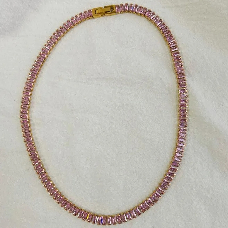18K Gold-Filled Baguette Tennis Necklace Set
