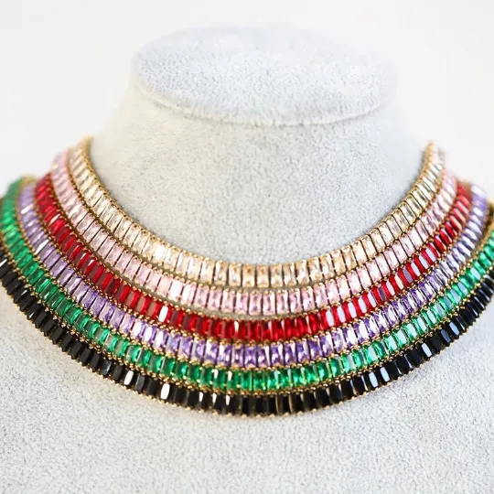 18K Gold-Filled Baguette Tennis Necklace Set