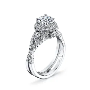18K White Gold Halo Diamond Engagement Ring