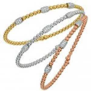 18k Yellow Gold Diamond Pod Flex Cuff Bracelet (I6403)