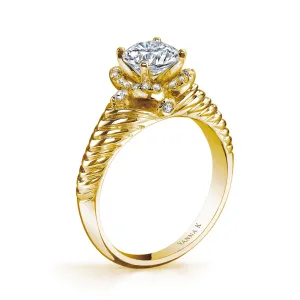 18K YELLOW GOLD HALO DIAMOND ENGAGEMENT RING