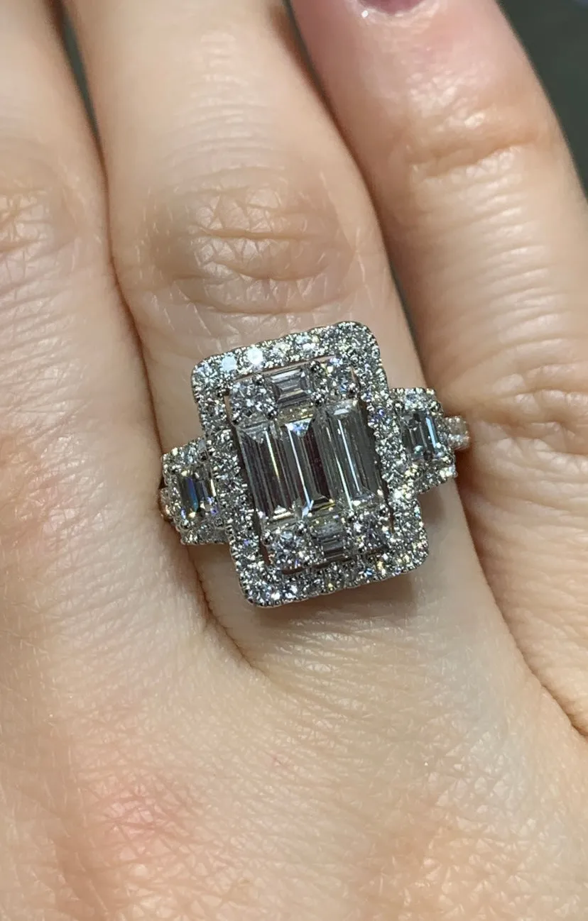 1.90CT T.W. Emerald Cut Diamond Ring