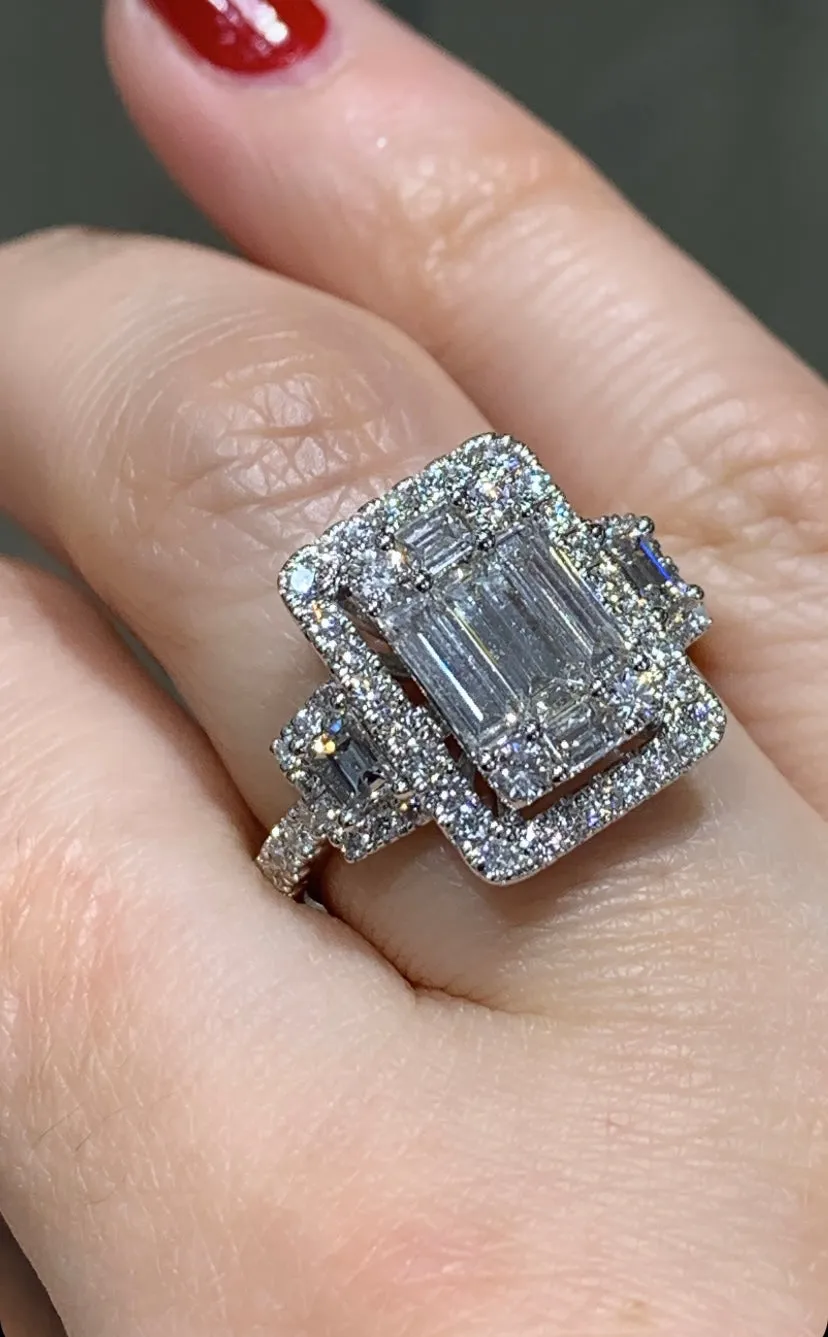1.90CT T.W. Emerald Cut Diamond Ring