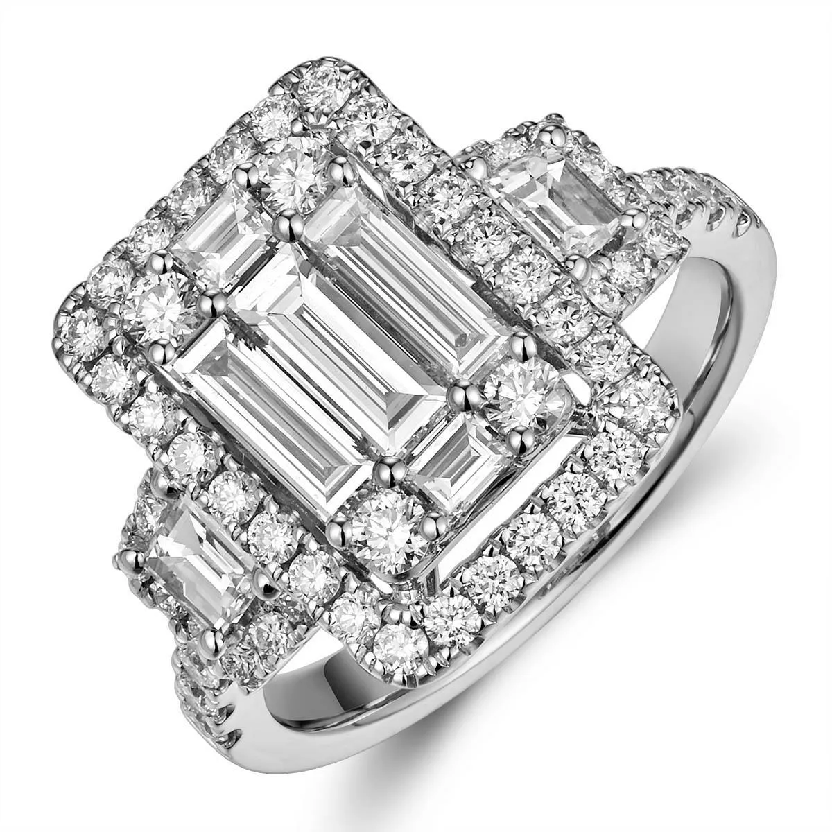 1.90CT T.W. Emerald Cut Diamond Ring