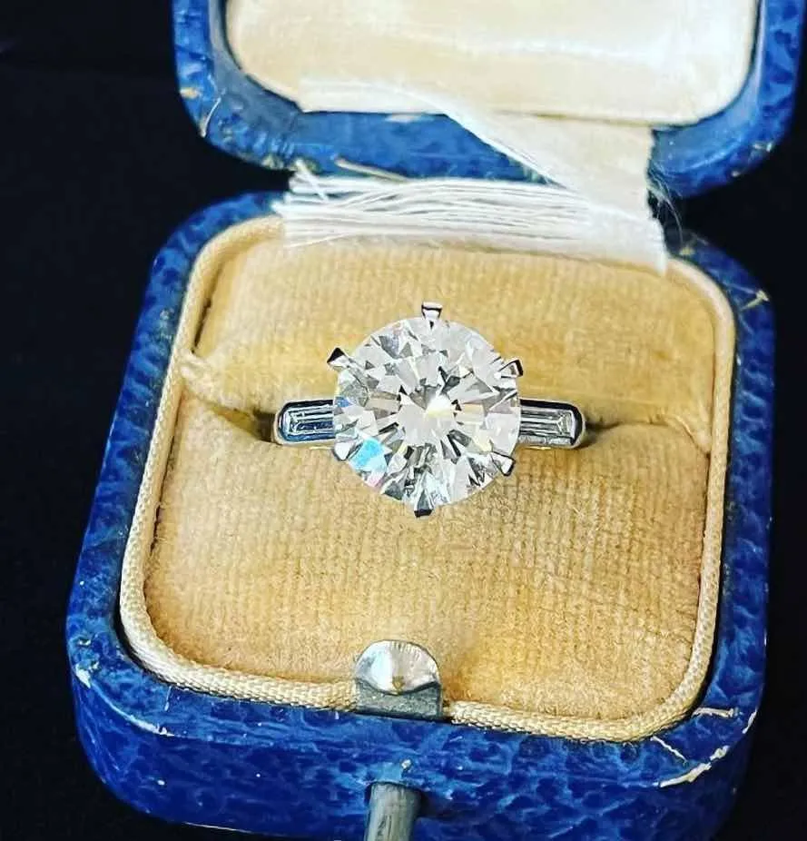 1950s 3.51ct Round Brilliant Cut Diamond Ring