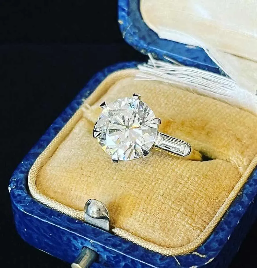 1950s 3.51ct Round Brilliant Cut Diamond Ring