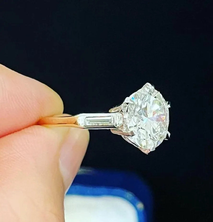 1950s 3.51ct Round Brilliant Cut Diamond Ring