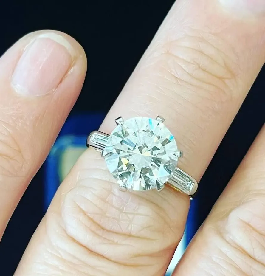 1950s 3.51ct Round Brilliant Cut Diamond Ring