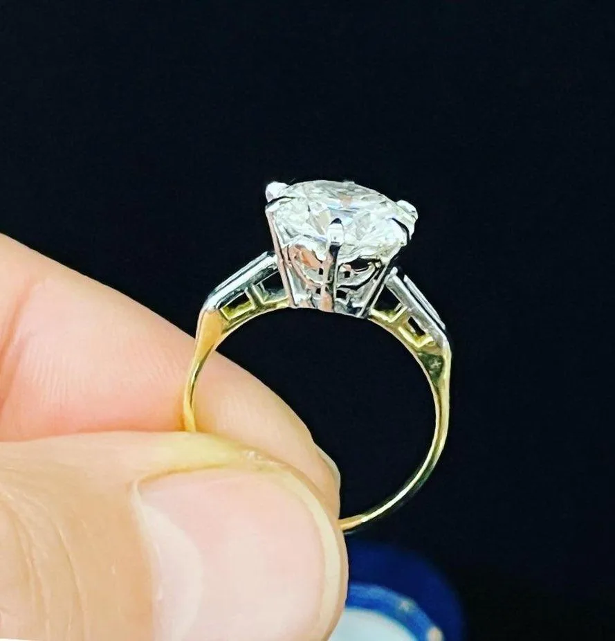 1950s 3.51ct Round Brilliant Cut Diamond Ring