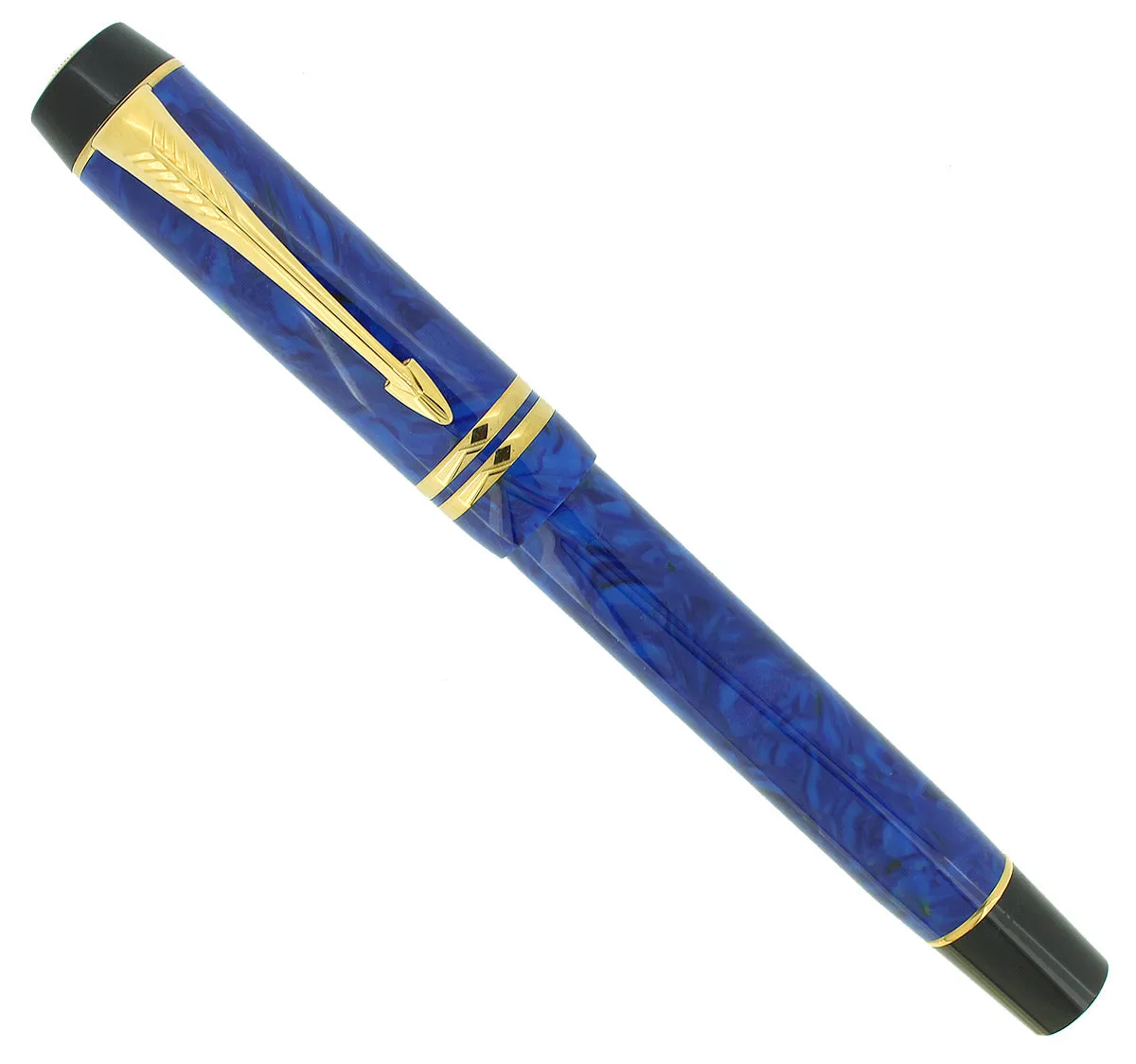 1996 PARKER DUOFOLD CENTENNIAL LAPIS LAZULI BLUE FOUNTAIN PEN 18K MEDIUM NIB MINT IN BOX