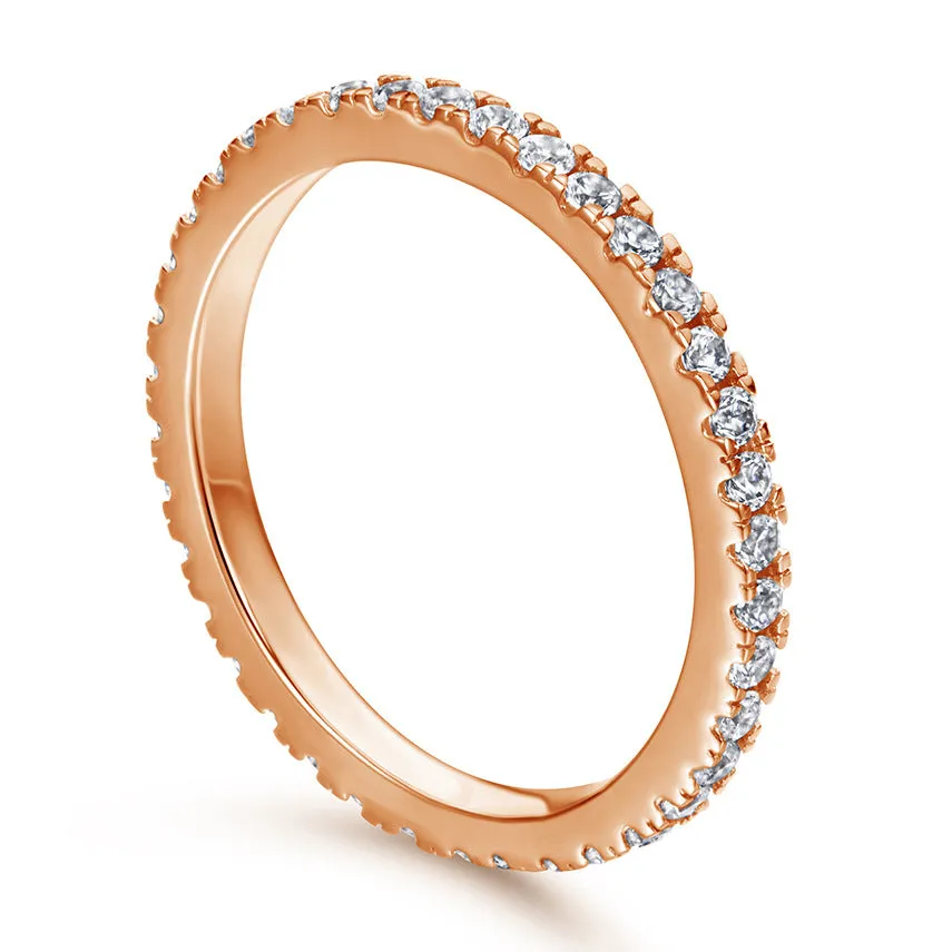 2mm Pave Full Eternity Band Ring - Rose Gold