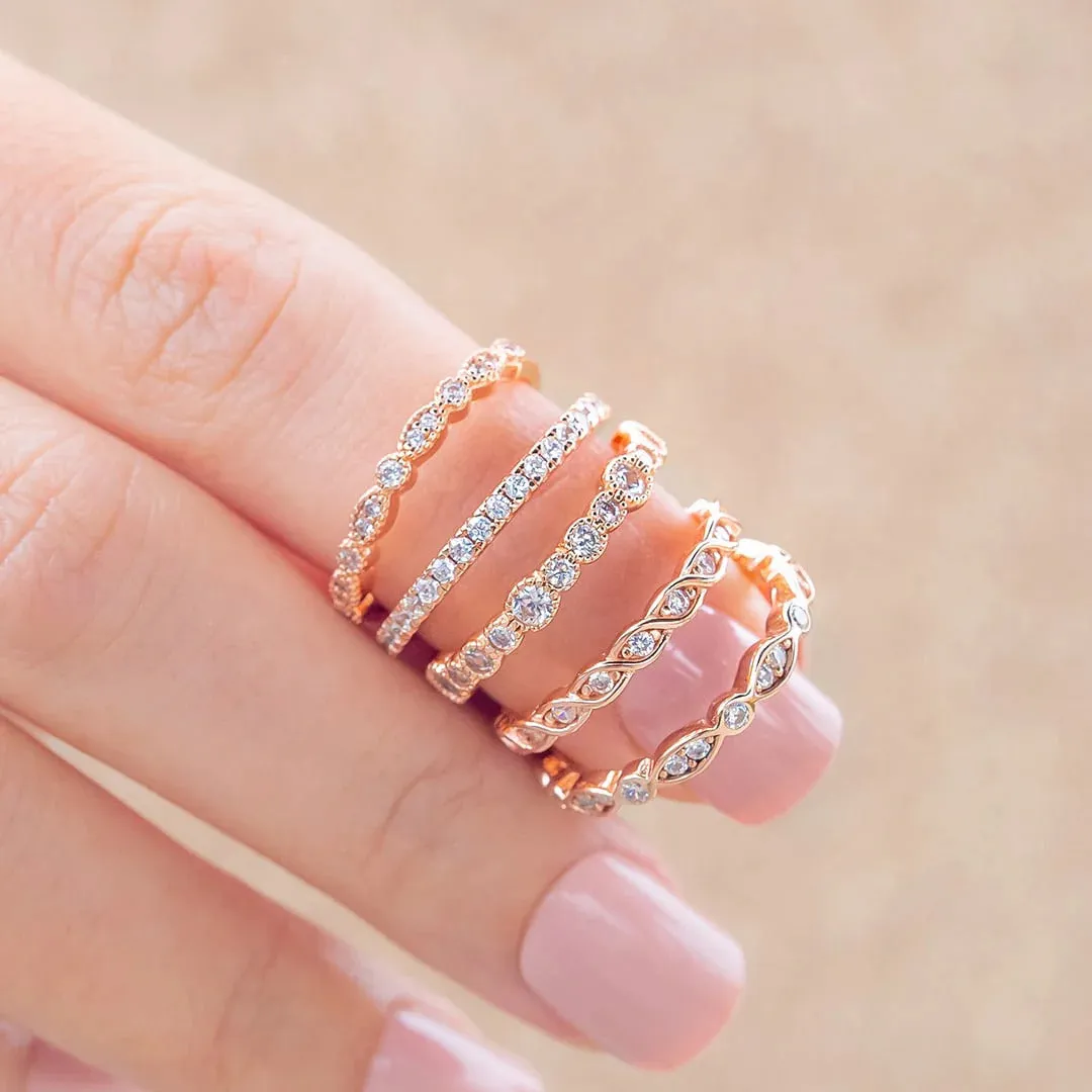 2mm Pave Full Eternity Band Ring - Rose Gold