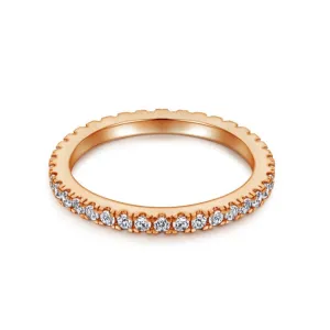 2mm Pave Full Eternity Band Ring - Rose Gold