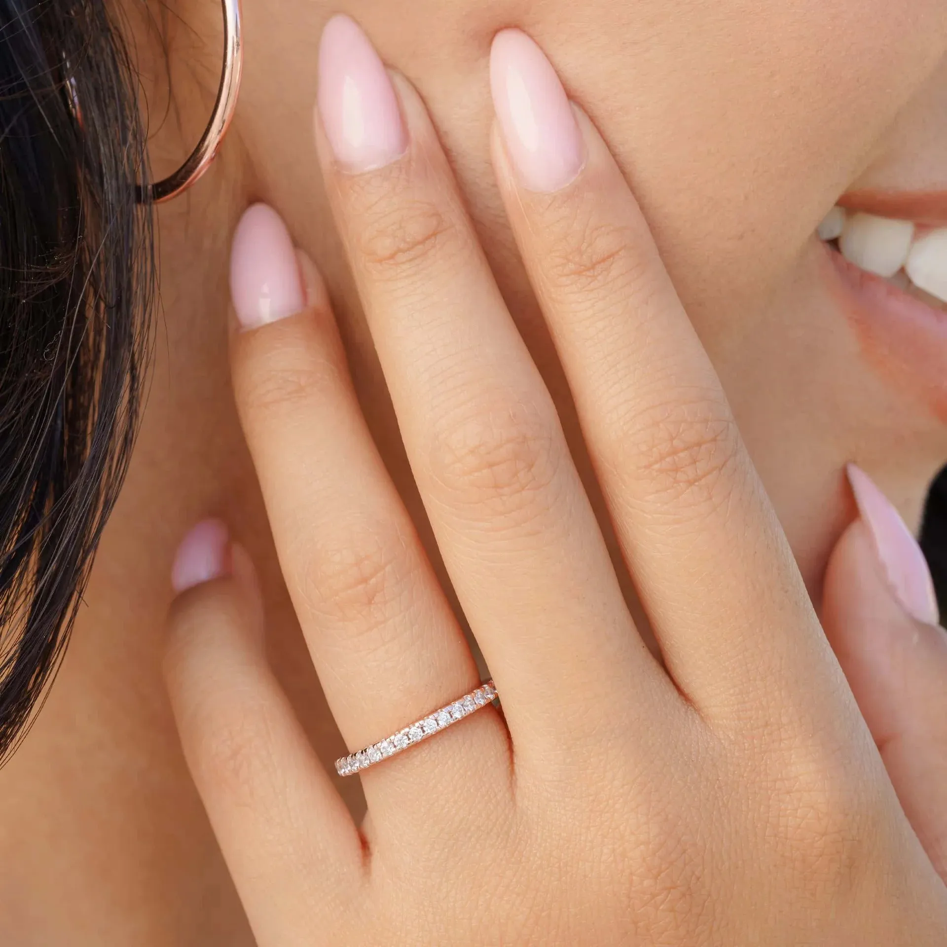 2mm Pave Full Eternity Band Ring - Rose Gold