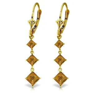 4.79 Carat 14K Solid Yellow Gold Becoming Citrine Earrings