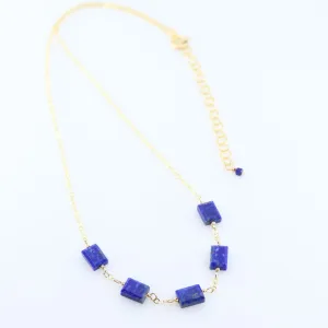 5 Drop Rectangle Lapis Lazuli Gemstone Necklace