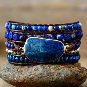 5 Wraps Lapis Lazuli Stone Bracelet