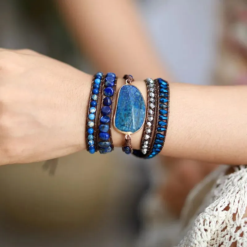5 Wraps Lapis Lazuli Stone Bracelet