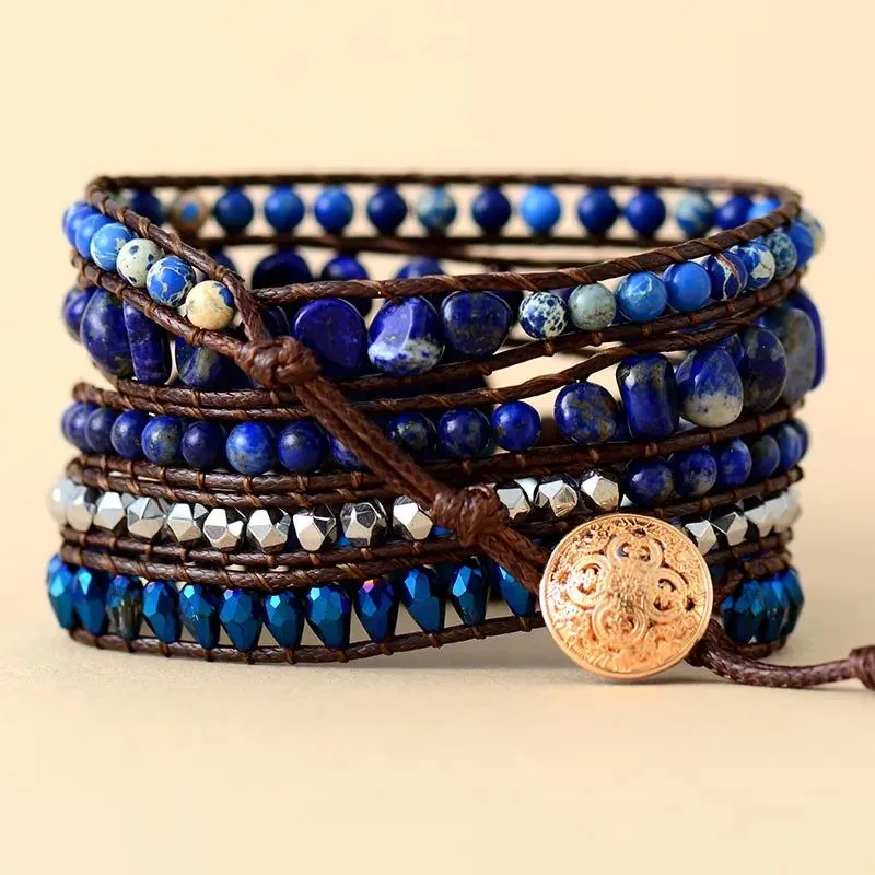 5 Wraps Lapis Lazuli Stone Bracelet