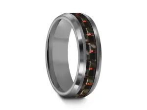6MM CARBON FIBER INLAY TUNGSTEN WEDDING BAND AND GRAY GUNMETAL INTERIOR