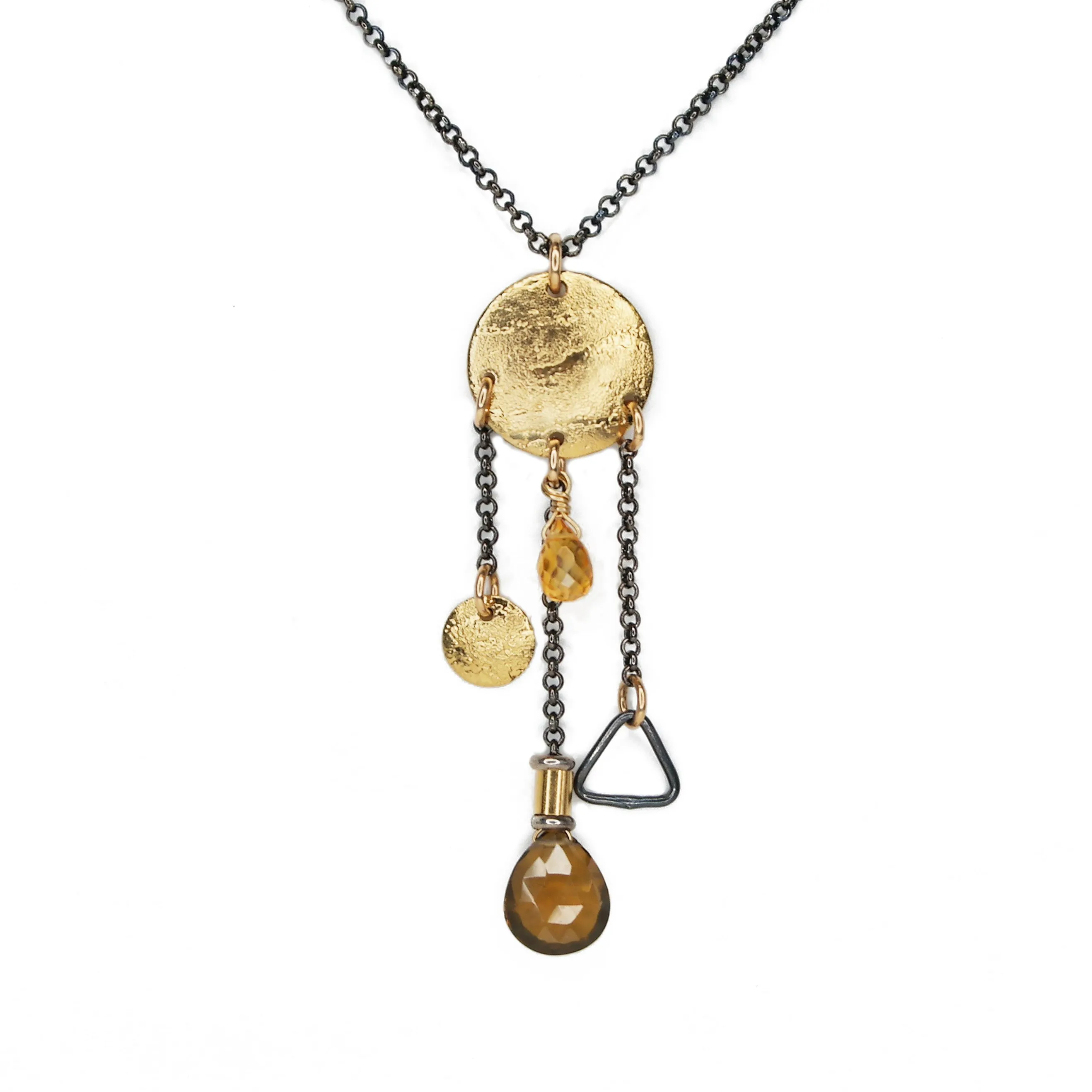 Acid Etch Gold Disc with Whiskey Quartz
