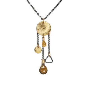 Acid Etch Gold Disc with Whiskey Quartz