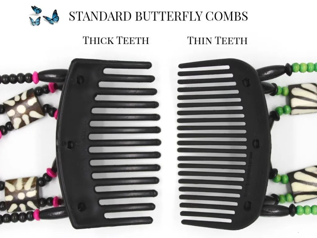 African Butterfly Thick Hair Comb - Dalena Brown 141