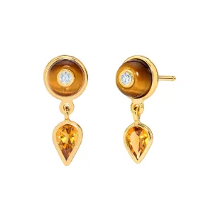 Amazonia Uirapuru Earrings - Tiger Eye and Citrine