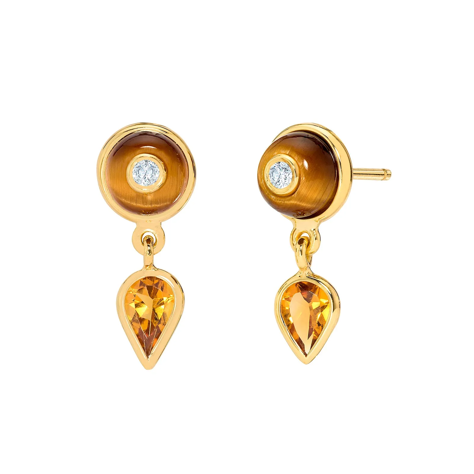 Amazonia Uirapuru Earrings - Tiger Eye and Citrine