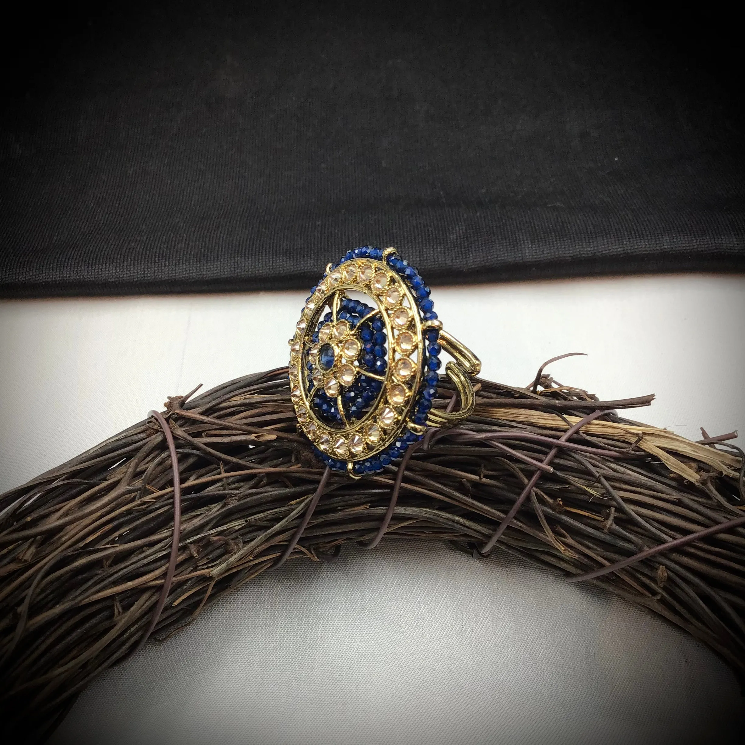 Antique Cocktail Adjustable Blue Ring 10084-5494