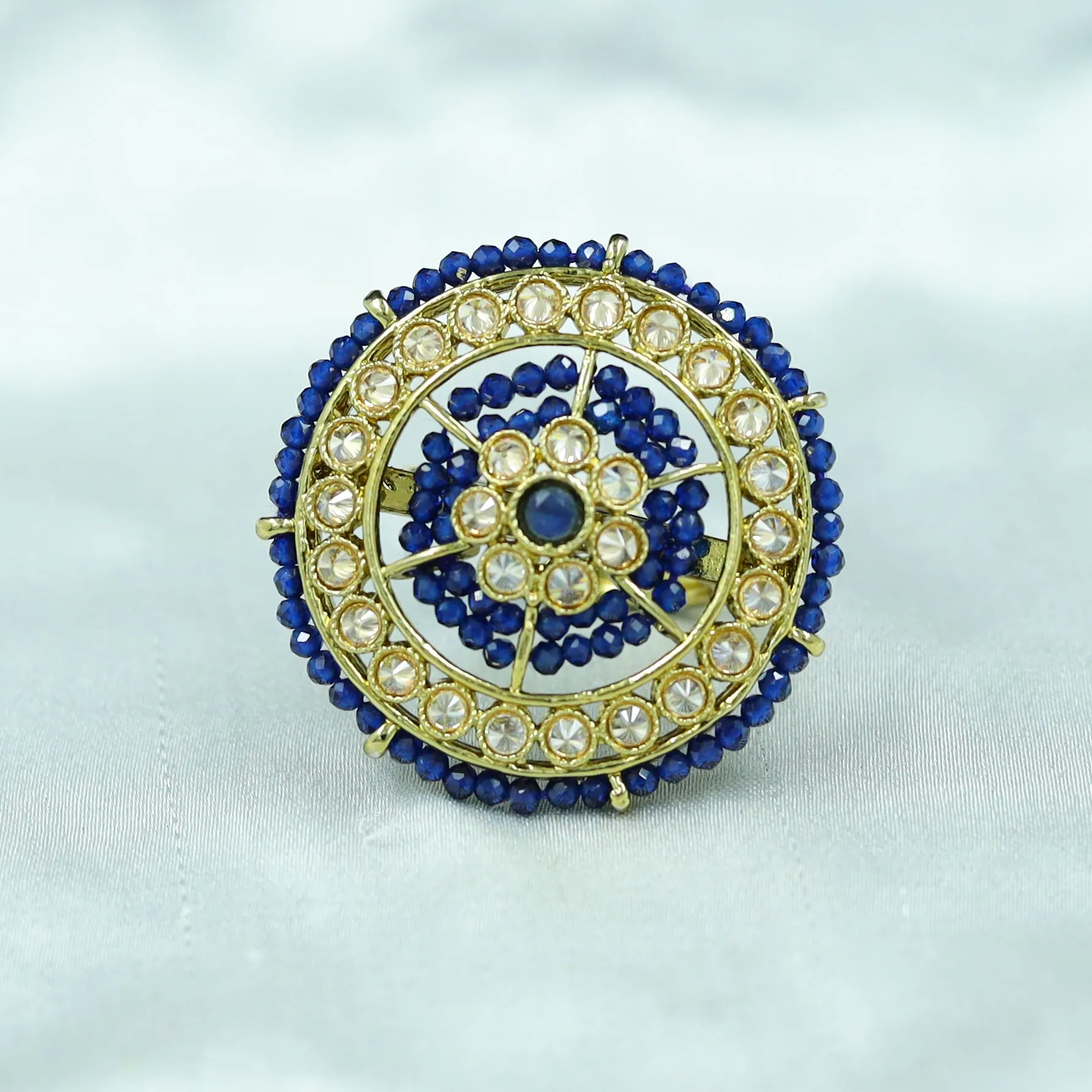 Antique Cocktail Adjustable Blue Ring 10084-5494